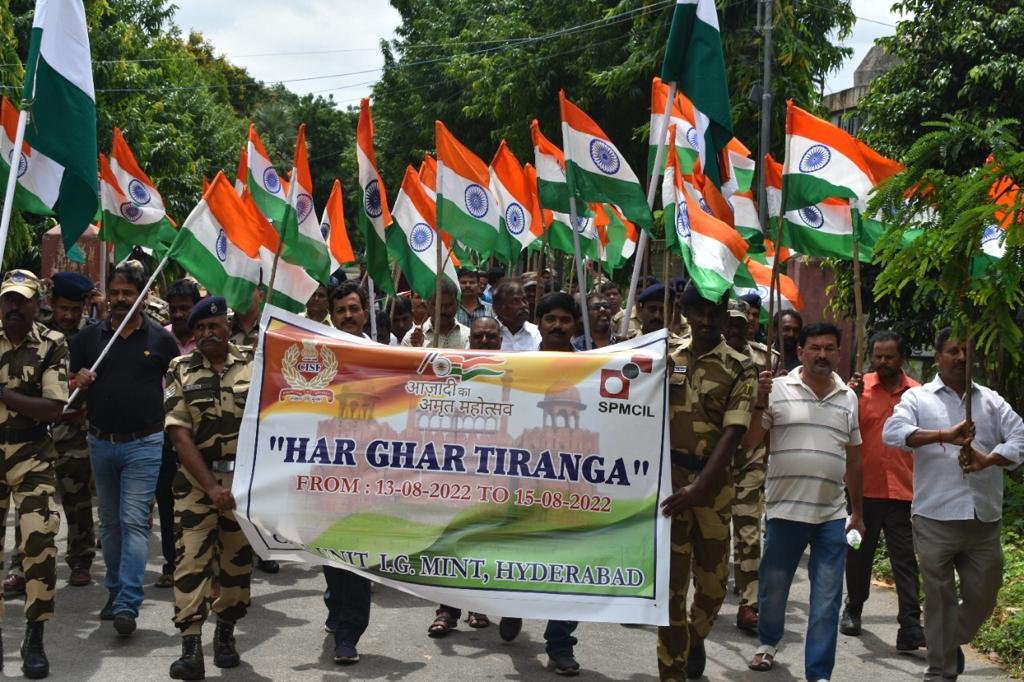 Indian National Flags distributed at a Har Ghar Tiranga community event